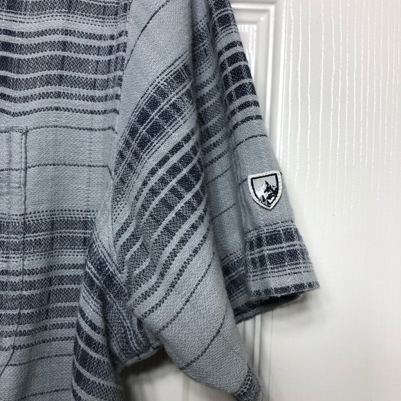 KUHL Skorpio Cotton Linen Blend Button Down Short Sleeve Plaid Gray Shirt S - Picture 7 of 16